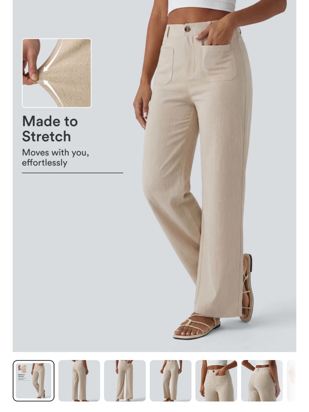 HALARA High-Rise Wide-Leg Stretch Pants - Cream